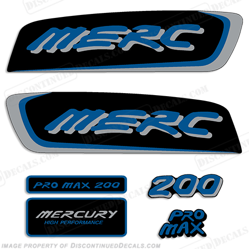 Mercury 200hp Pro Max Decal Kit - Blue/Silver pro. max, pro max, pro-max, promax, INCR10Aug2021