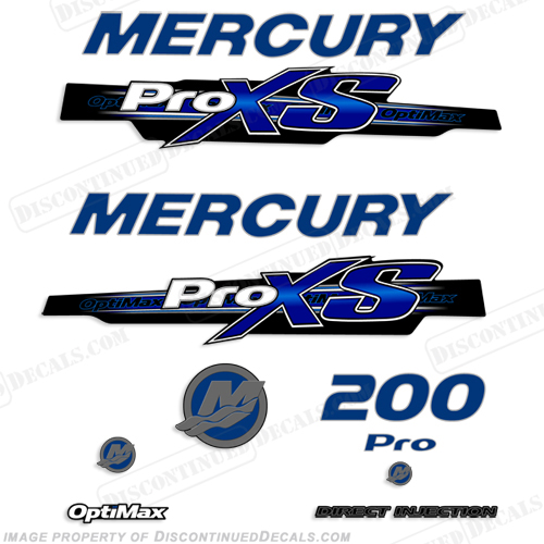 Mercury 200hp ProXS 2013+ Style Decals - Blue pro xs, optimax proxs, optimax pro xs, optimax pro-xs, pro-xs, 200 hp, INCR10Aug2021
