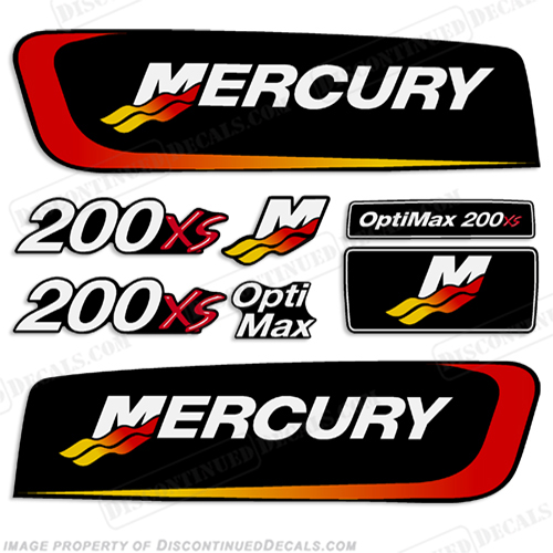 Mercury 200xs Optimax Alien Cowl Decal Kit pro. max, pro max, pro-max, promax, INCR10Aug2021
