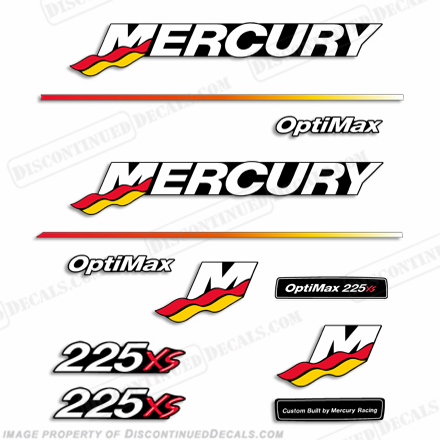 Mercury 225XS Racing Decal Kit - 2003 - 2004 225hp, race, racing, merc, 225, hp, 