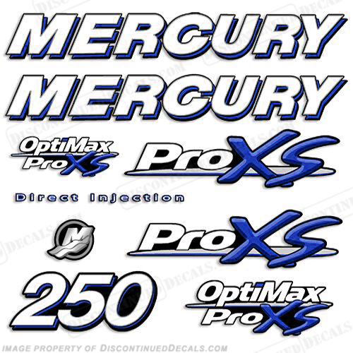 Mercury 250hp ProXS Decal Kit - Blue pro xs, optimax proxs, optimax pro xs, optimax pro-xs, pro-xs, 250 hp, INCR10Aug2021