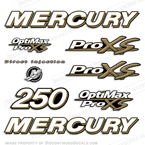 Mercury 250hp ProXS Decal Kit - Gold pro xs, optimax proxs, optimax pro xs, optimax pro-xs, pro-xs, INCR10Aug2021