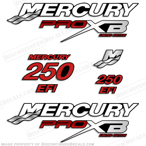 Mercury 250hp Pro XB Limited Edition Decals (Red) INCR10Aug2021