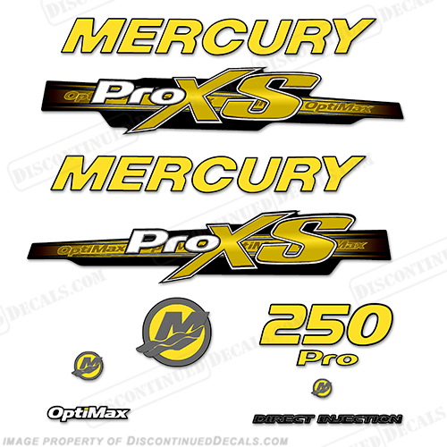 Mercury 250hp ProXS 2013+ Style Decals - Yellow pro xs, optimax proxs, optimax pro xs, optimax pro-xs, pro-xs, 250 hp, INCR10Aug2021