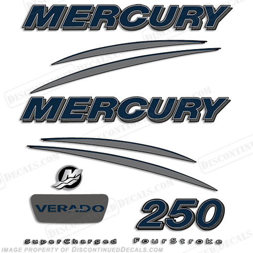 Mercury Verado 250hp Decal Kit - Navy/Charcoal INCR10Aug2021