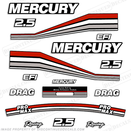 Mercury 260hp 2.5L Racing Partial Decals - Custom Red/Silver INCR10Aug2021