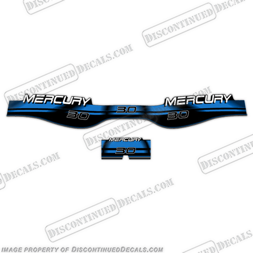 Mercury 30hp Decals - BLUE - 1996 - 1999  merc, mercury, red, blue, water, 30, 30 hp, 3.0, liter, 1995, 1996, 1997, 1998, 1999, 2l, outboard, engine, motor, decal, sticker, kit, set, decals, mercury, 150, 150 hp, horsepower, 150hp, 1998, 1999, 2000, 2001, 2002, 2003, 2004, 2005, 2006, 2007, 2008, 2009, 2010, electronic, fuel, injection, INCR10Aug2021