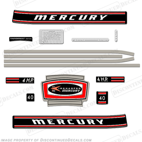 Mercury 1970 4HP Outboard Engine Decals INCR10Aug2021