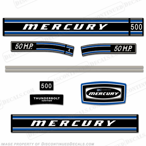 Mercury 1972 50HP Outboard Engine Decals INCR10Aug2021