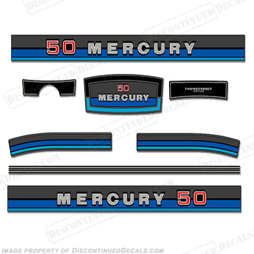 Mercury 1982 50hp Outboard Engine Decals INCR10Aug2021