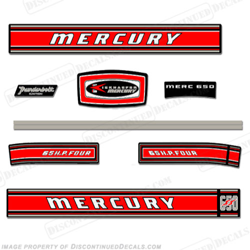 Mercury 1968 65HP Outboard Engine Decals INCR10Aug2021