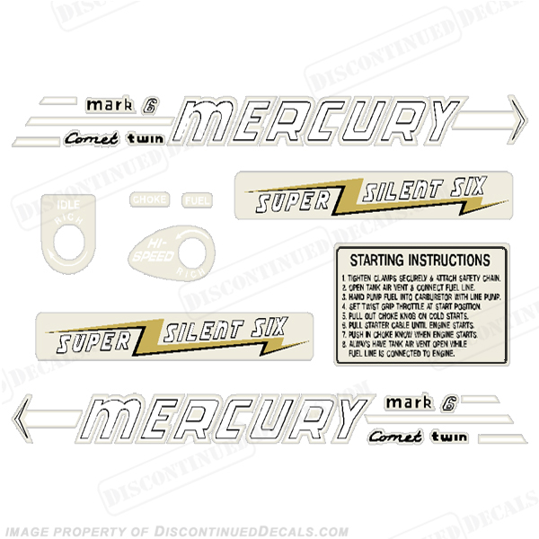 Mercury 1956 6HP Outboard Engine Decals INCR10Aug2021