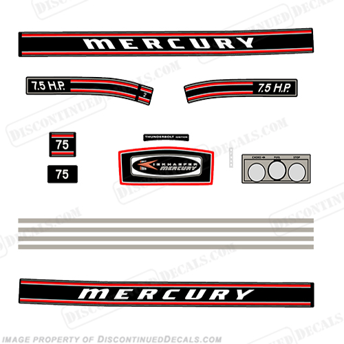Mercury 1970 7.5hp Outboard Engine Decals INCR10Aug2021
