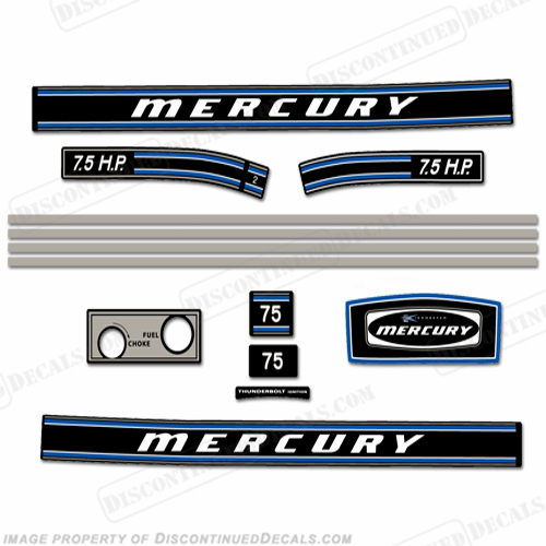 Mercury 1972 7.5HP Outboard Engine Decals INCR10Aug2021