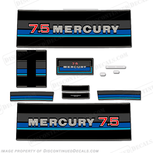 Mercury 1982 7.5HP Outboard Engine Decals INCR10Aug2021