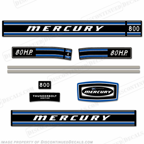 Mercury 1972 80HP Outboard Engine Decals INCR10Aug2021