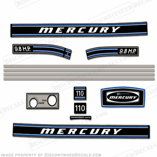 Mercury 1972 9.8HP Outboard Engine Decals INCR10Aug2021