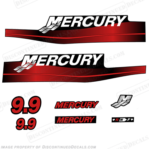 Mercury 9.9hp 2-Stroke Decal Kit 1999-2006 (Red) 9.9 hp, 9hp, 9 hp, 9.9, 9, 1995, 1996, 1997, 95, 96, 97, 98, 94, 2 stroke, two stroke, two-stroke, twostroke, INCR10Aug2021