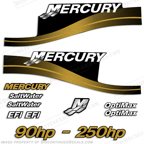 Mercury 90hp - 250hp Decals - Custom Color Gold INCR10Aug2021