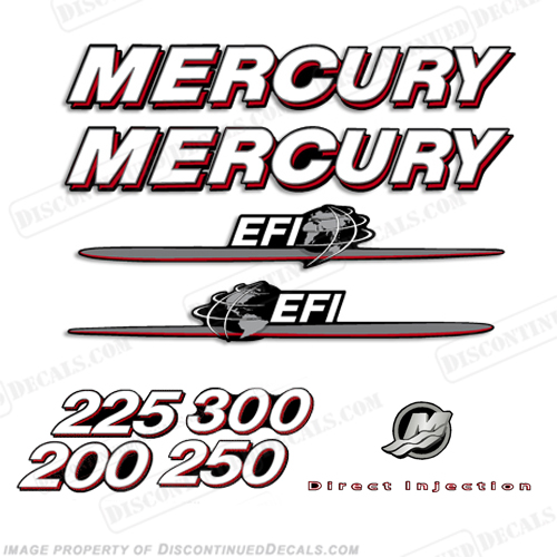 Mercury 200hp-300hp EFI Decal Kit 2007 - 2012 INCR10Aug2021
