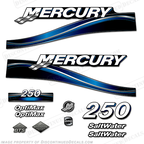 Mercury 250hp Optimax Decal Kit - 2005 (Blue) INCR10Aug2021
