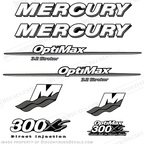 Mercury Custom 300xs Decal Kit - White/Silver 300, 300-xs, 300 xs, xs, INCR10Aug2021