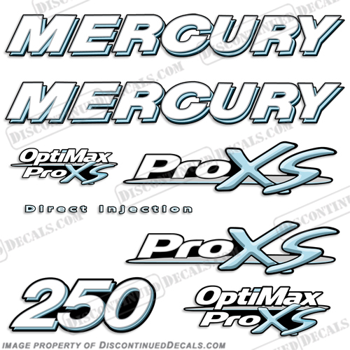 Mercury 250hp ProXS Decal Kit - Powder Blue pro xs, optimax proxs, optimax pro xs, optimax pro-xs, pro-xs, 250 hp, INCR10Aug2021