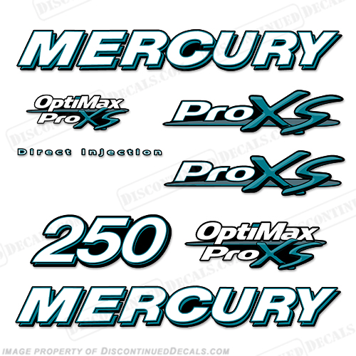 Mercury 250hp ProXS Decal Kit - Teal pro xs, optimax proxs, optimax pro xs, optimax pro-xs, pro-xs, 250 hp, INCR10Aug2021