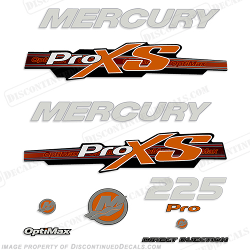 Mercury 225hp ProXS Decal Kit - Orange pro xs, optimax proxs, optimax pro xs, optimax pro-xs, pro-xs, 225 hp, INCR10Aug2021