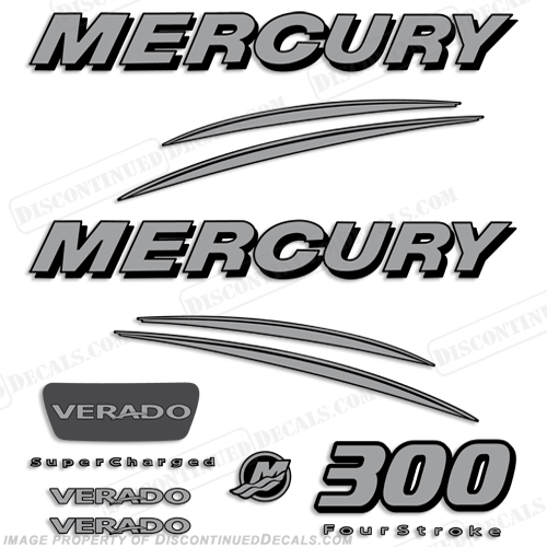 Mercury Verado 300hp Decal Kit - Custom Silver INCR10Aug2021