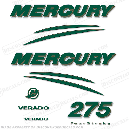 Mercury Verado 275hp Decal Kit - Dark Green/Gold INCR10Aug2021