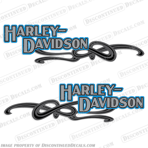 Harley-Davidson Softail FXST 1990 - BLUE (Set of 2) - Gas Tank Decals Harley-Davidson, fxstc, Decals,  BLUE, (Set of 2), 14471, Harley, Davidson, Harley Davidson, soft, tail, 1995, 1996, 96, softtail, soft-tail, softail, harley-davidson, Fuel, Tank, Decal,1990, fxst, 