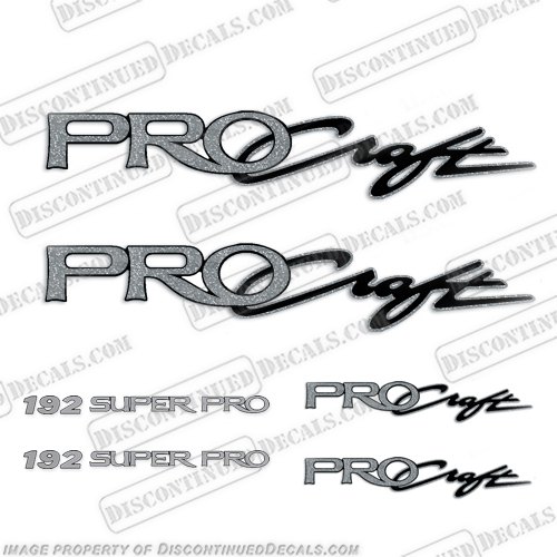 Pro Craft Boats 192 Super Pro Logo Decal Package Ultra Metallic Silver procraft, pro-craft, pro, craft, 192, super, pro, boat, decal, sticker, kit , set, of, two, INCR10Aug2021