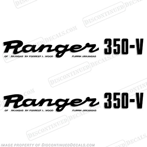 Ranger 350-V Early 1980's Decals (Set of 2) - Any Color! ranger 350v, 350 v, 1980, 80, 81, 82, 83, 84, 85, 86, 87, 88, 89, boat, decal, sticker, boats, 80's, INCR10Aug2021