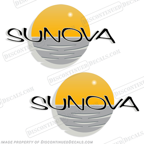 Sunova RV Replacement Logo Decal Set (Set of 2) tropical, recreational vehicle decals, INCR10Aug2021