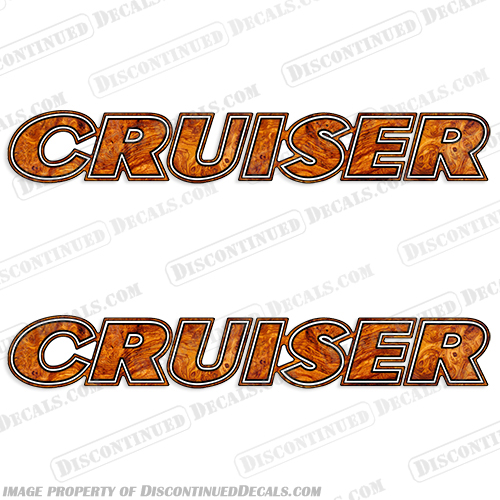 Vintage "Cruiser" RV Decals (Set of 2) - Faux Wood vintage, cruiser, by, gulfstream, new, rv, motorhome, camper, travel, trailer, decals, stickers, kit
