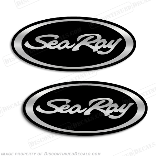 Sea Ray Boat Oval Decals - Black and Chrome INCR10Aug2021