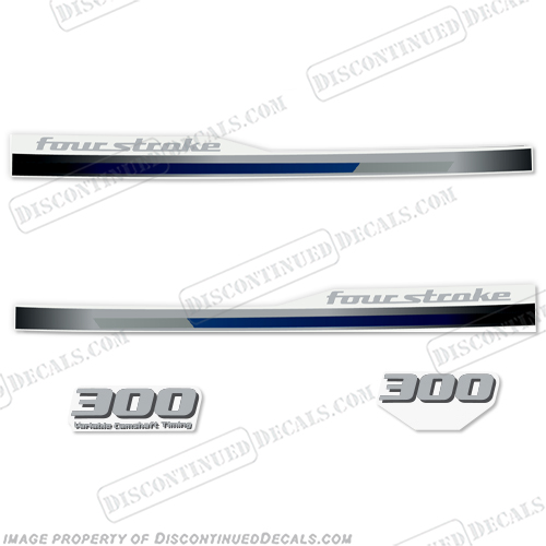 Yamaha 300hp Decals - 2013 - 2014 Custom Style (Partial Kit) Blue/Silver/Black 300, INCR10Aug2021