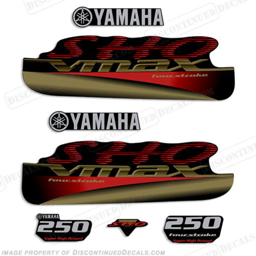 Yamaha 250hp VMAX SHO Fourstroke Decals - Pick Color! v max, v-max, four stroke, four-stroke, INCR10Aug2021