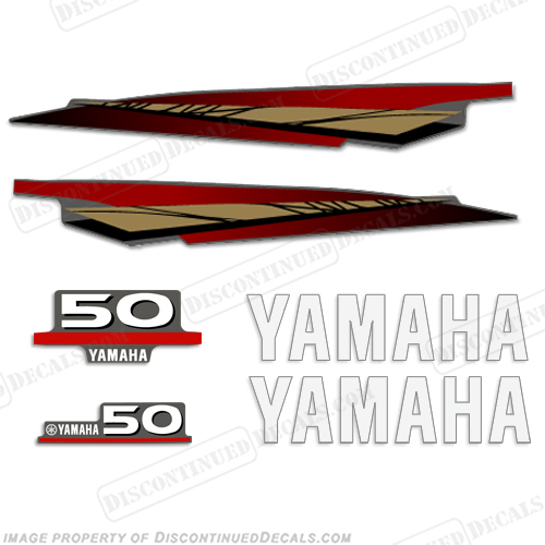 Yamaha 50hp 2-Stroke Decal Kit (Gold) 50, 50 hp, two stroke, two-stroke, twostroke, INCR10Aug2021