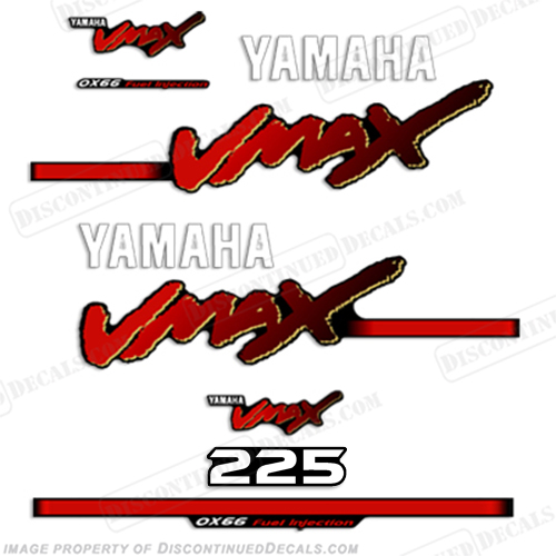 Yamaha 225hp VMax OX66 Decals 1998-2004 225, 98, 99, 00, 01, 02, 03, 04, 1999, 2000, 2001, 2002, 2003, INCR10Aug2021