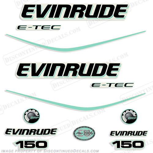 Evinrude 150hp E-Tec Decal Kit - Sea Foam Green INCR10Aug2021