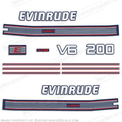 Evinrude 1991 200hp V6 Decal Kit INCR10Aug2021