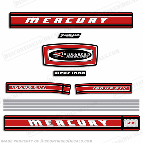 Mercury 1968 100HP Outboard Engine Decals INCR10Aug2021