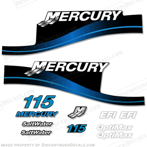 Mercury 115hp EFI/Optimax Decal Kit (Blue) 115 hp, 115, 115-hp, mercury, horsepower, horse power, horse-power, INCR10Aug2021