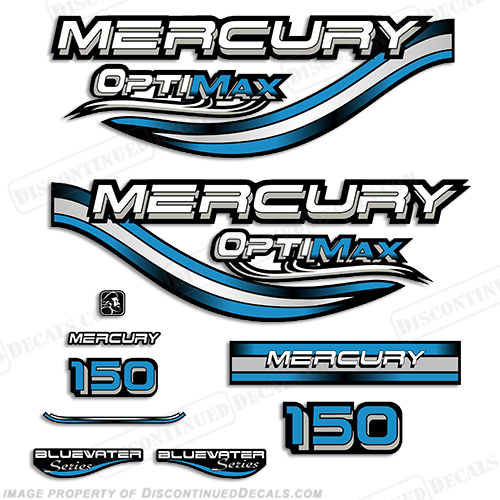 Mercury 150hp Optimax Decals - 1999 (Blue) INCR10Aug2021