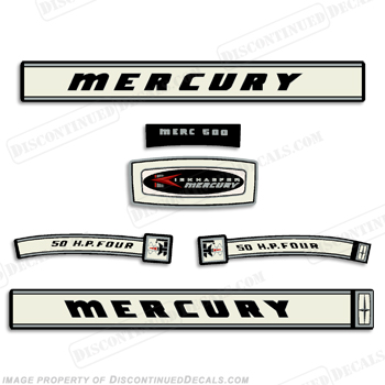 Mercury 1966 50HP Outboard Engine Decals INCR10Aug2021
