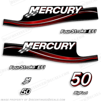 Mercury 50hp Four Stroke EFI Decals (Red) INCR10Aug2021