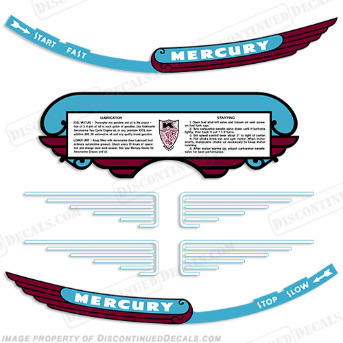 Mercury 1946 KD-4 Outboard Engine Decals INCR10Aug2021