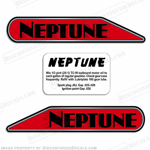 Neptune Outboard Decals - For A1, AA1, B1, 11A4 Models Neptune, Boat, outboard, motor, engine, decal, sticker, kit, set, INCR10Aug2021